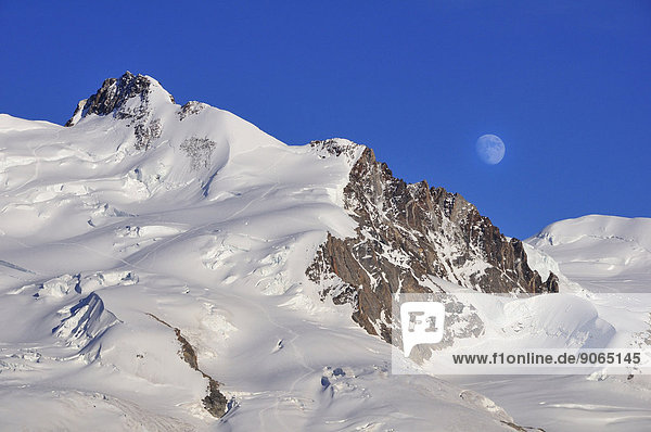 über Mondschein Monte Rosa Schweiz Zermatt Kanton Wallis