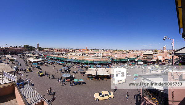 Market square  Djemaa el Fna square  historic Medina  Marrakech  Marrakech-Tensift-El Haouz  Morocco