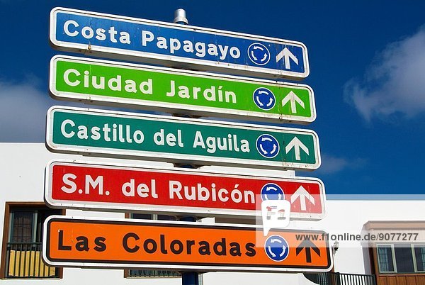 Signs  Playa Blanca  Lanzarote  Canary Islands  Spain  Europe.