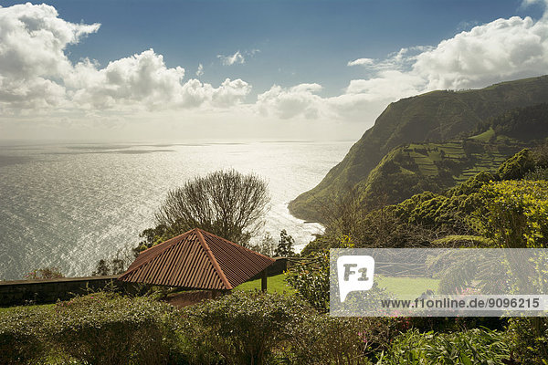 Portugal Azores Sao Miguel Barbecue area at the coast in Nordeste