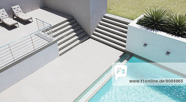 Moderne Terrasse mit Swimmingpool
