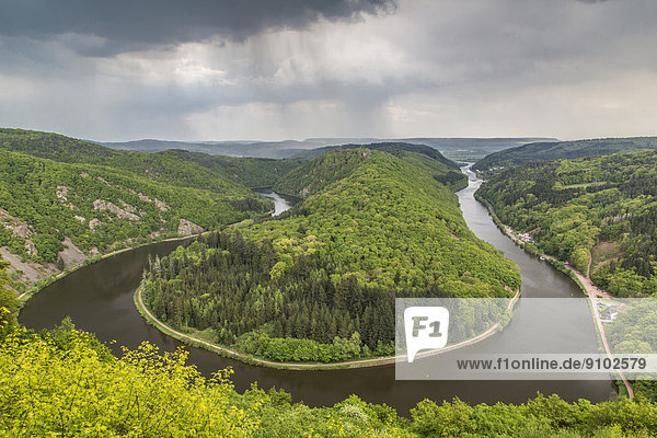 Loop of the Saar River near Orscholz  Mettlach  Saarland  Germany