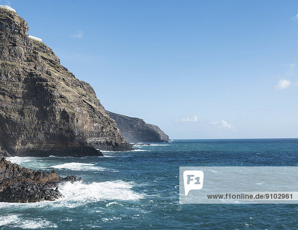 Coastal cliffs  surf  La Palma  Canary Islands  Spain