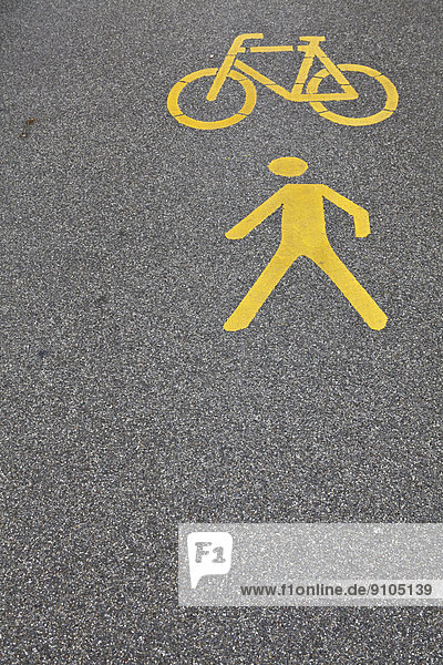 Fahrrad- und Fußgänger-Markierung