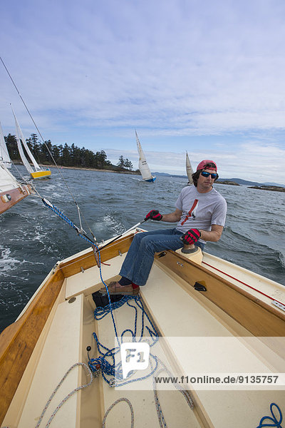 Sailboat racing  Vancouver Island  British Columbia  Canada