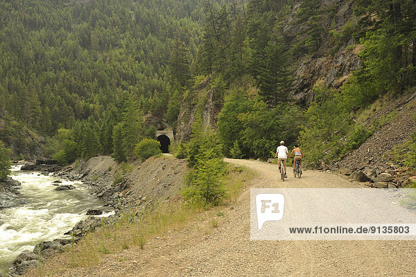 Trans-Canada hiking and biking trail (site of former Kettle Valley Railway) north of Princeton  British Columbia  Canada