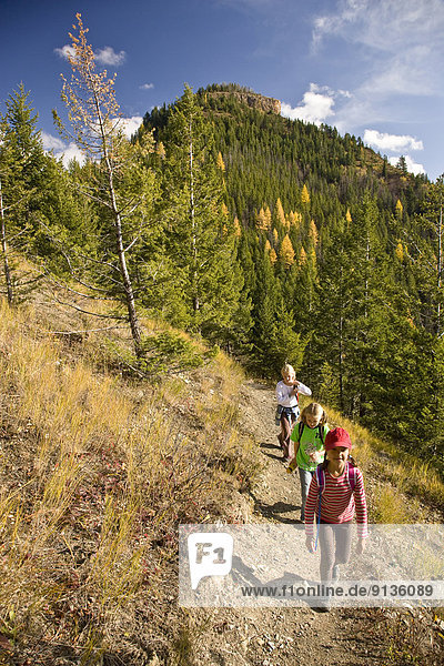 Berg  Palast  Schloß  Schlösser  folgen  wandern  Herbst  jung  Mädchen  Fernie  British Columbia  Kanada