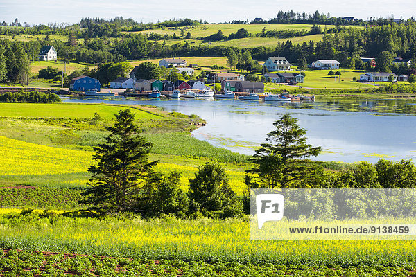 hoch oben Boot angeln Kai binden Kanada French River Prince Edward Island