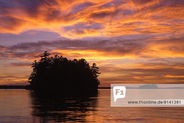 Sunset on Lake Muskoka withTreasure Island from Muskoka Beach Park  Ontario