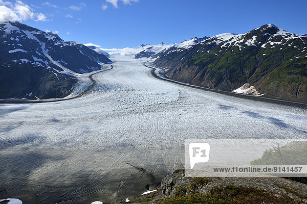 A wide angle view of the Salmon Glacier in northern B.C. near the town of Stewart British Columbia Canada.