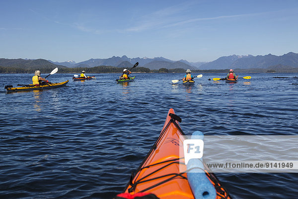 Wasser Ruhe Insel Paddel Kajakfahrer Geräusch britisch Kanada Vancouver Westküste