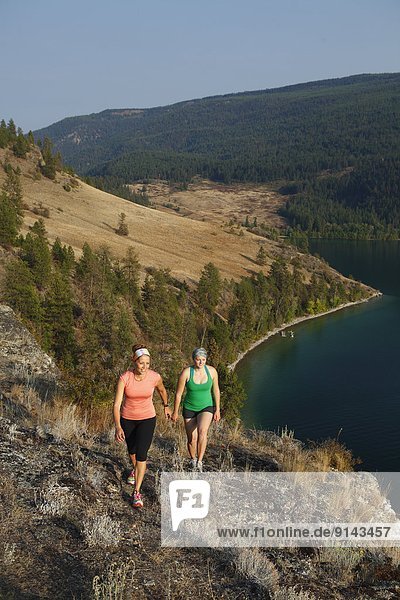 Women Hiking at Kalamalka Lake Provincial Park  near Vernon  Okanagan  British Columbia  Canada