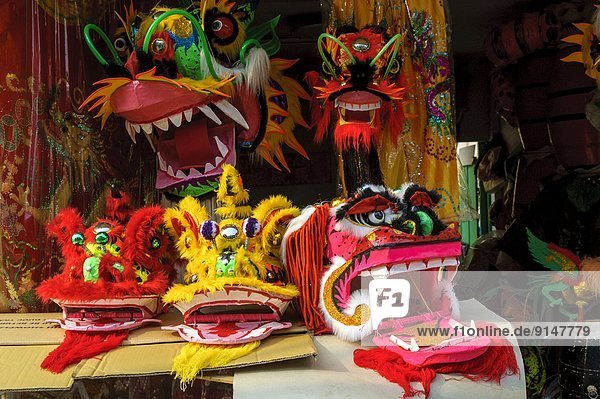 zeigen  Fenster  Vorbereitung  tanzen  Großstadt  chinesisch  Laden  Kostüm - Faschingskostüm  Drache  neu  Vietnam  Jahr