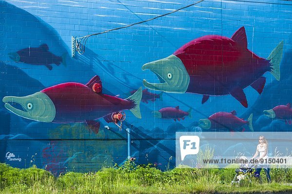 Salmon Mural. Powel Street  Vancouver  B.C. Canada.