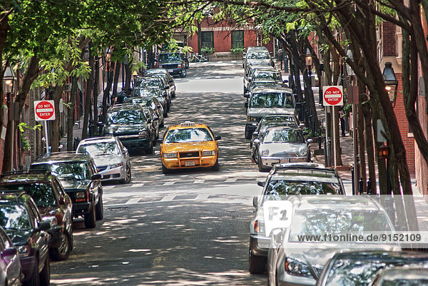 gelb  Straße  Taxi  Schatten  Boston