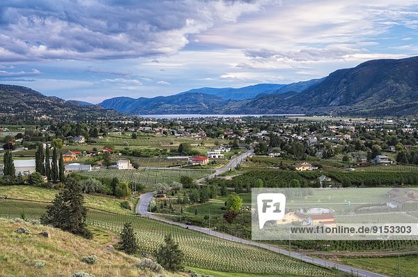 City of Penticton with Skaha Lake in the back. South Okanagan Valley  British Columbia  Canada.