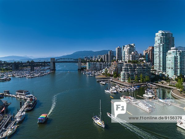 False Creek and Burrard Street Bridge from Granville Street Bridge  Vancouver  British Columbia  Canada