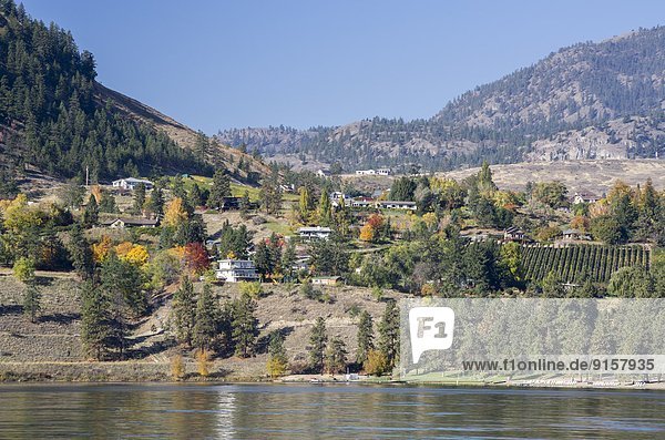 The town of Kaleden and Skaha Lake  British Columbia  Canada