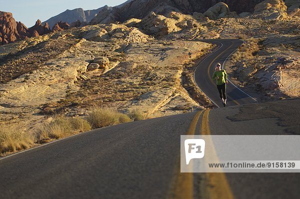 Road running in Valley of Fire State Park. Las Vegas  Nevada.