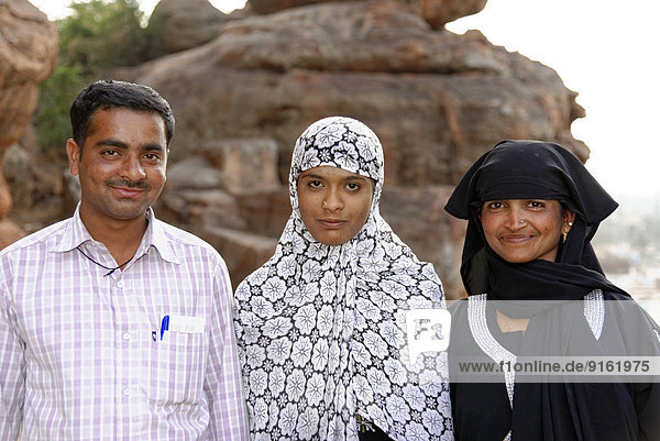 Indian family  portrait  Badami  Karnataka  South India  India