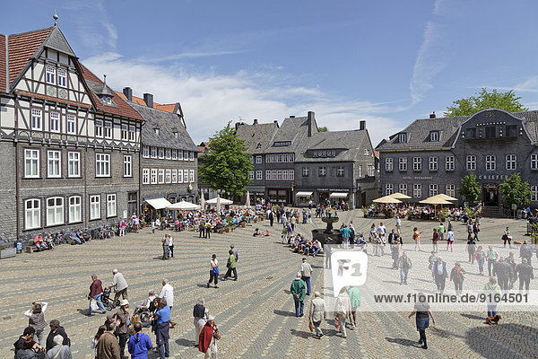 Market square  Goslar  Harz region  Lower Saxony  Germany