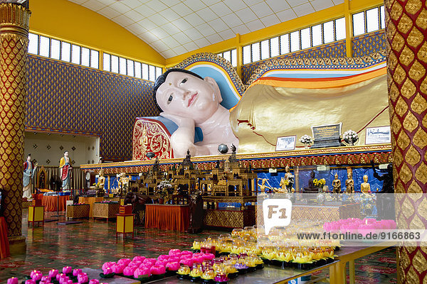 Large Buddha statue in Wat Chayamangkalaram temple  George Town  Penang  Malaysia