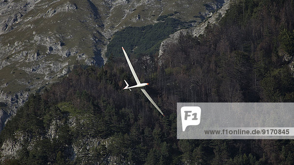 Austria  Salzburg  glider in front of mountain face in the Alps