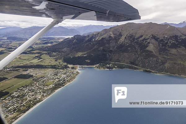 New Zealand  part of Lake Wanaka  aerial view