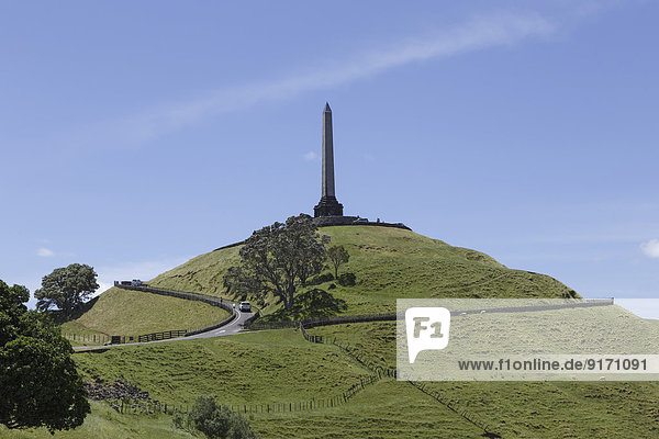 New Zealand  view to Mount Eden with obelisk
