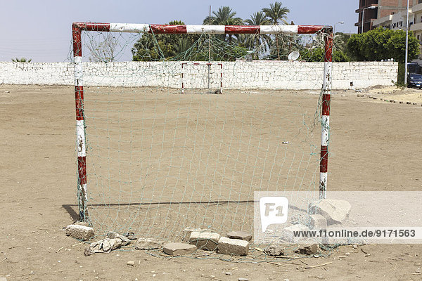 Egypt  Luxor  view of goal on empty soccer field