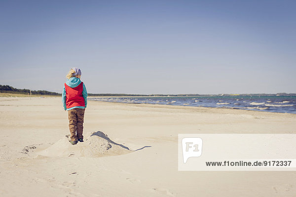 Germany  Mecklenburg-Western Pomerania  Ruegen  Schaabe  Boy on sandy beach