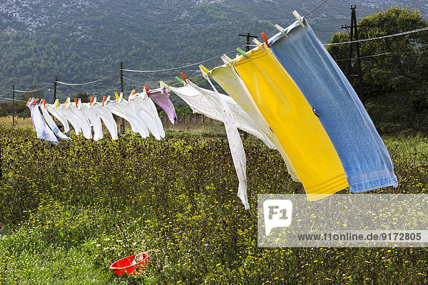 Croatia  Peljesac  Ston  Laundry on clothesline