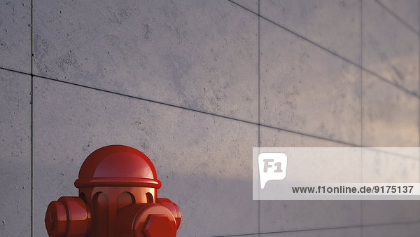 Teil des roten Hydranten vor der Betonwand  3D-Rendering