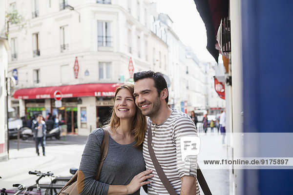 France  Paris  portrait of happy couple having fun