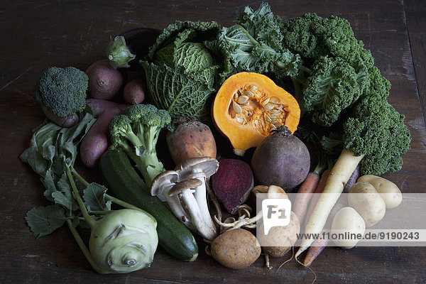 Fresh vegetables on table