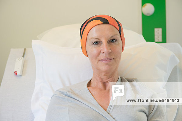 Patient receiving out-patient chemotherapy treatment