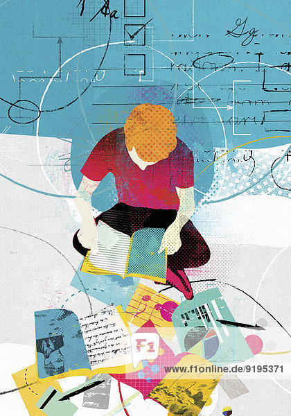 Collage eines Teenagers der Ausbildungsthemen studiert