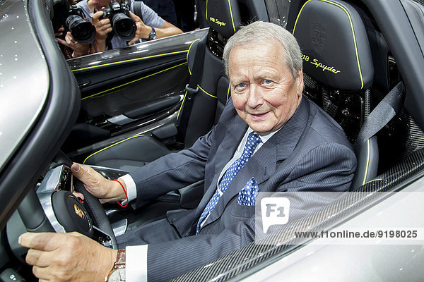 Wolfgang Porsche  Chairman of the Board of Porsche AG  Porsche 918 Spyder  Group Night of the Volkswagen AG at the 65th International Automobile Exhibition IAA 2013  Frankfurt am Main  Hesse  Germany