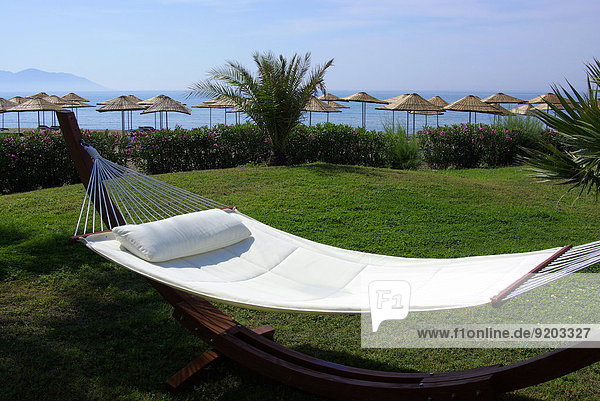 Hotel with view to beach  Hammock  Mediterranean Sea  Southwestern Turkey