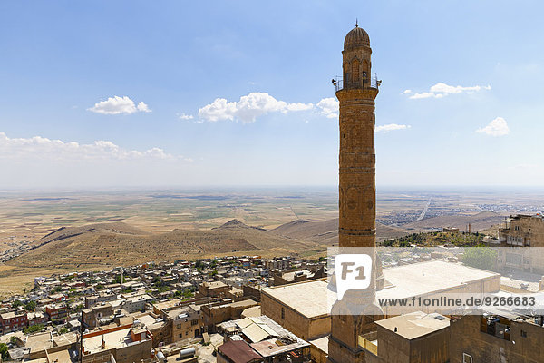 Türkei  Mardin  Mesopotamische Ebene und Minarett der Großen Moschee