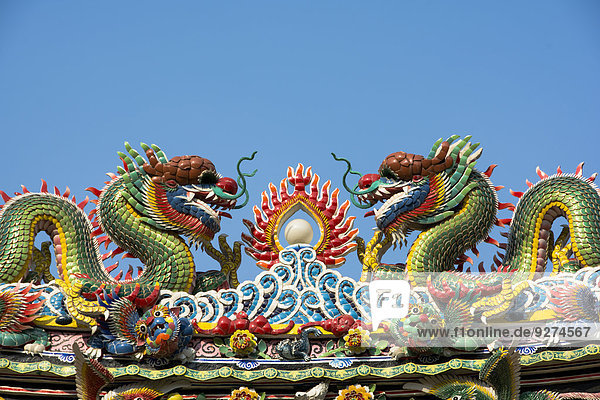Chinesische Tempeldrachenfiguren in Bangkok  Thailand