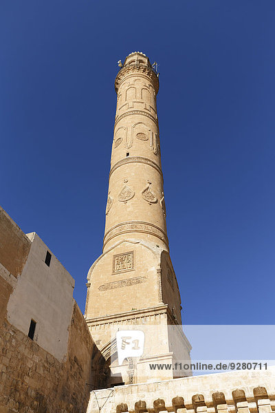 Minarett von Große Moschee,  Ulu Camii,  Mardin,  Südostanatolien,  Anatolien,  Türkei