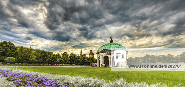 Hofgarten with the Temple of Diana and the Theatine Church  HDR  Munich  Upper Bavaria  Bavaria  Germany
