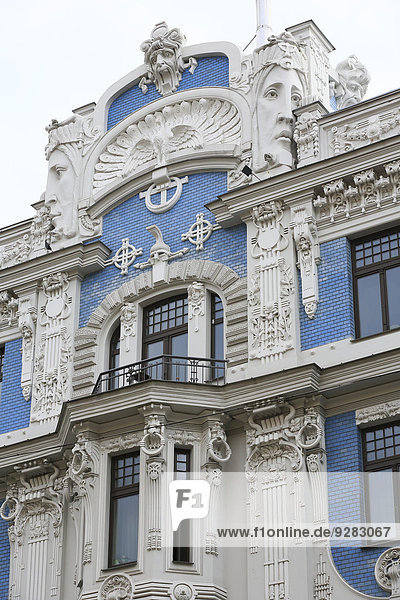 Wohnhaus Straße Kunst Fassade Hausfassade Riga Hauptstadt Lettland