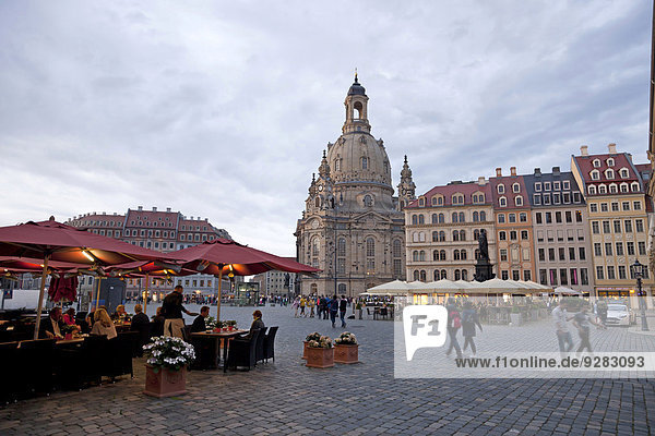 Church of Our Lady  Frauenkirche and Neumarkt square  Dresden  Saxony  Germany