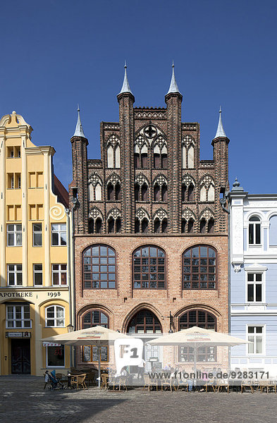 Historical town house with Northern German gable architecture in the historic centre of Stralsund  Mecklenburg-Western Pomerania  Germany