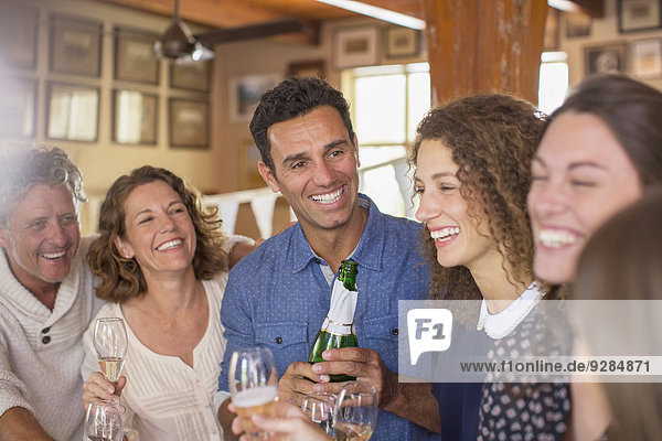 Family celebrating with drinks