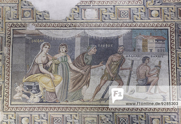 Mosaik  Pasiphae und Daidalos  Boden-Mosaik aus Zeugma  Zeugma-Mosaik-Museum oder Zeugma Mozaik Müzesi  Gaziantep  Südostanatolien  Anatolien  Türkei