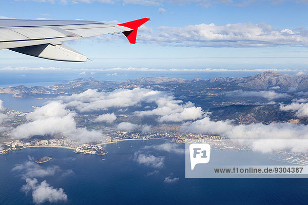 View of the island of Majorca from a plane  Majorca  Balearic Islands  Spain