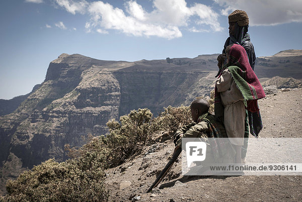 Shepherds in Simien Mountains National Park  Ras Dashen  Ethiopia